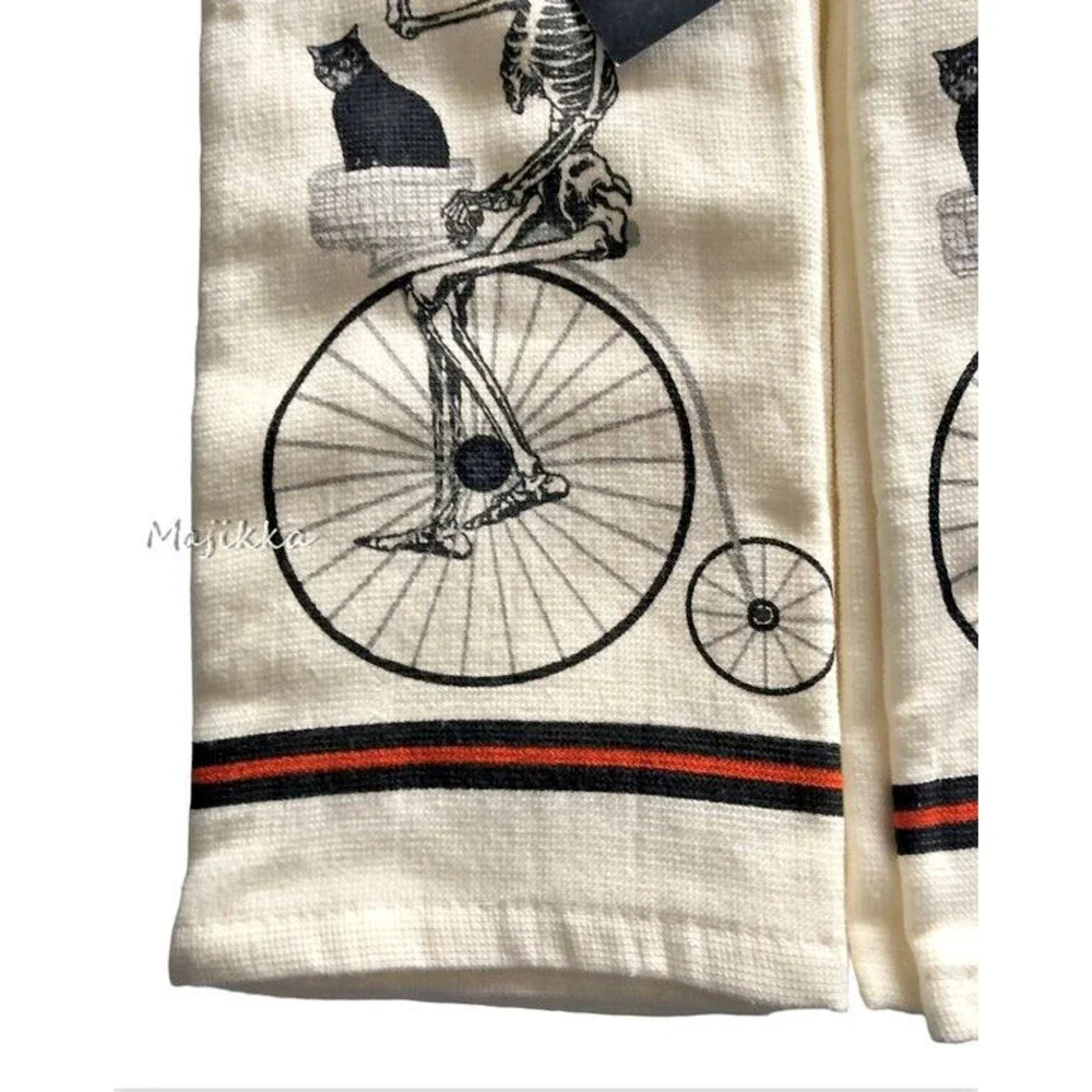 Christian Lacroix Halloween Skeleton Dish Kitchen Towels High Wheeler Set Of 2